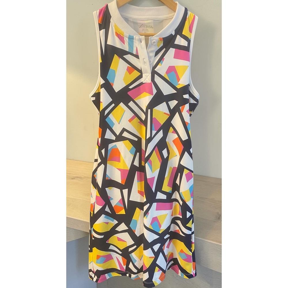 SwingDish Kaleidoscope Collection Print Sleeveless Golf Mini Dress Woman Size S